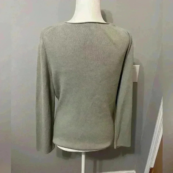 J. Jill Sage Green Over Lapping V Neck Long Sleeve Sweater Size Large - Picture 2 of 6